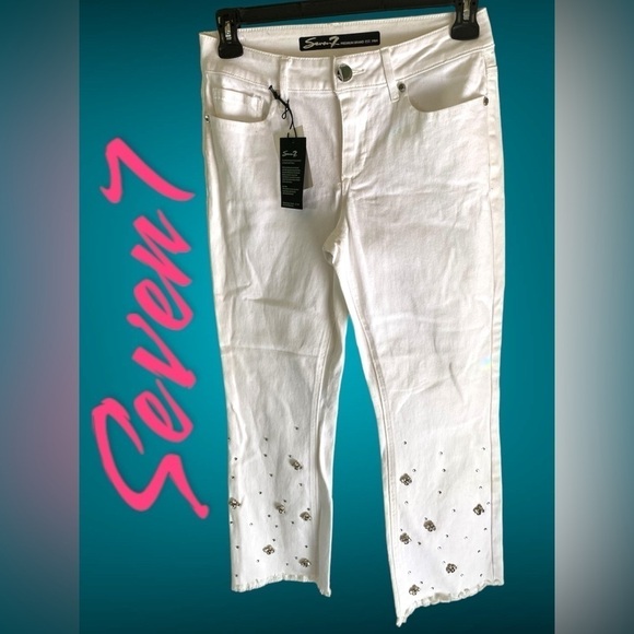 Seven7-NWT Size 6 white jeans w/ rhinestones. Be the Queen Bee! New with tags! - Picture 13 of 17